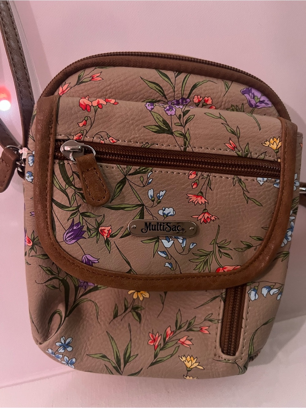 MultiSac Women's Floral Crossbody Bag in Taupe